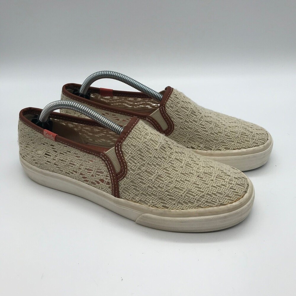 Keds Double Decker Crocheted Slip-On Sneaker Women's size 7.5 Cream Loafer Shoes